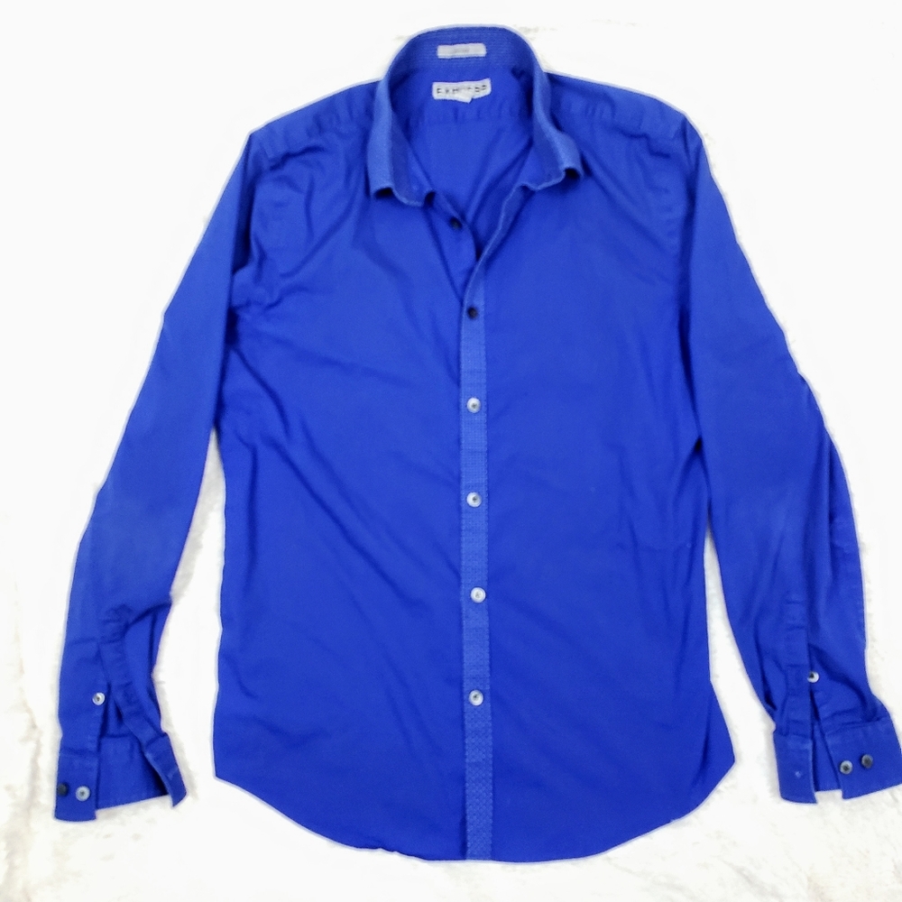 Express fitted royal blue dress shirt